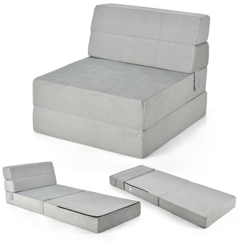 RELAX4LIFE Colchón plegable para invitados de espuma de 15 cm de grosor, colchón plegable 3 en 1 con función de sueño, colchón de viaje con funda lavable, sillón para camping, viajes, 190 x 71 x 15 cm