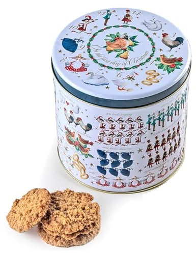 Farmhouse Biscuits® | Latta Metallo Biscotti Assortiti | Biscotti Miele & Avena, Speziati, Cioccolato & Arancia - 450 Gr | Biscotti Latta Decori Cucina