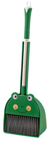 Qianly Kinder Reinigungsbesen Und Kehrschaufel Set, Kleinkinder Reinigungsspielzeug Set, Neuartiges Haushaltsspielset, Kinder Reinigungsset für Kinder Im Al , Frosch
