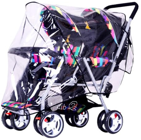 Regenschutz für Doppelkinderwagen, wasserdicht, universal, Regenschutz, für Zwillingswagen, EVA, transparent, schützt Regen und Wind, für Kinderwagen, Tandem/Seite an Seite