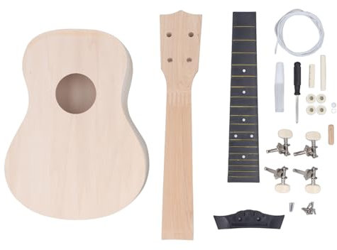 24 Inch DIY Ukulele Kit Handmade Guitar Build Kit Wooden Concert Ukulele Kit for Home Performance and Practicing