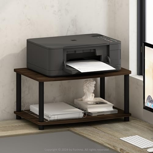 Furinno Turn-N-Tube Soporte para Impresora con Almacenamiento Mesa De 2 Niveles Bajo Escritorio para CPU Suministros De Oficina Oficina En Casa Nogal Columbia
