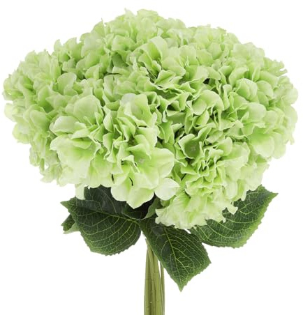 sourcing map Lot de 10 fleurs artificielles vertes d'hortensia artificielles en soie avec tiges pour jardin, printemps, centre de table, extérieur