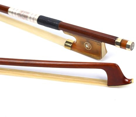 Professioneller 4/4-Violinenbogen aus brasilianischem Holz, Rotes Bullhorn, doppeläugig, Schneckenschwanz-Bibliothek – Master Grade Premium Natur-Pferdehaarbogen für professionelle Spieler (01)