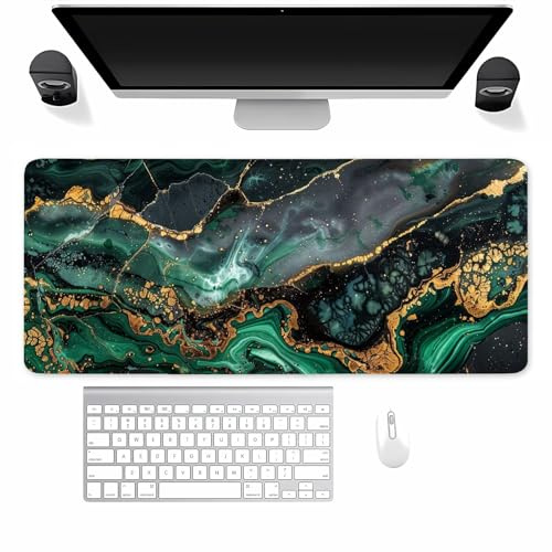 Mauspad Gaming, Mousepad Groß Dunkelgrüner Marmor, Mouse Pad XXL 800x300x2mm, mit Einer speziellen Oberfläche und Anti Rutsch Gummi Basis, verbessert Präzision und Geschwindigkeit für Zuhause, Büro