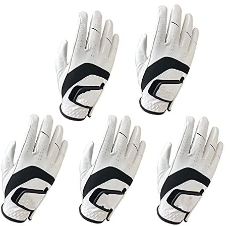 ZACUNXY Golf Handschuh Herren,Golfhandschuhe 5 stücke Leder Golfhandschuhe Männer Links Rechtshand Regen Griff Verschleißfest drohbar flexibel bequem(5 Pcs-Right Hand,M)