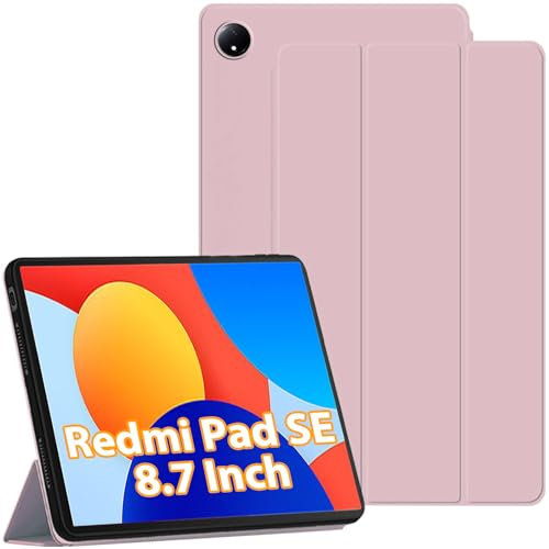 YeaQuelior Custodia Cover Compatibile con Xiaomi Redmi Pad SE 8.7 Pollici 4G con Auto Sveglia/Sonno, Multi-Angolo Regolabili, Ultra Sottile Antiurto Anti-Graffio TPU Flessibile Case, Rosa