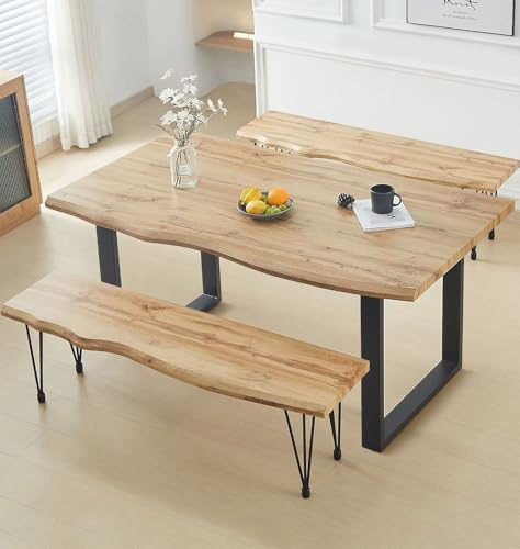 Hallowood Furniture Cullompton Large 4 Seater Dining Table and Bench Set