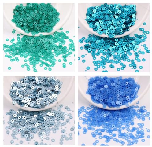 SHTGOI Paquete de 4 lentejuelas redondas planas, 16000 unidades, 2 mm de ancho, lisas, arcoíris, lentejuelas, con agujero, bordado, lentejuelas, para costura, joyas, adornos, accesorios de disfraces,