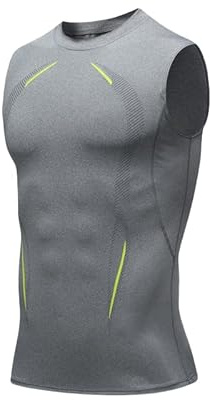 Compression Shirt Men's Sleeveless Running Shirt, Vest Slimming Body Shaper Seamless Undershirts Shapewear Workout Tank Tops-3XL Grey