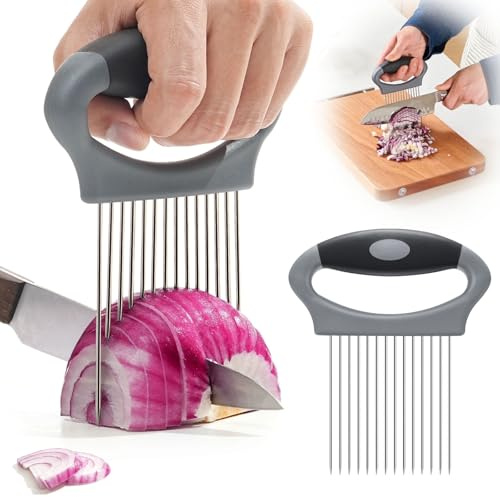 Trancheuse d'oignons Pro | Coupe-oignons | Support pour trancher | Coupe-citron et légumes pour pommes de terre et tomates, avocats, œufs, outil assistant pour trancher les fruits et la viande