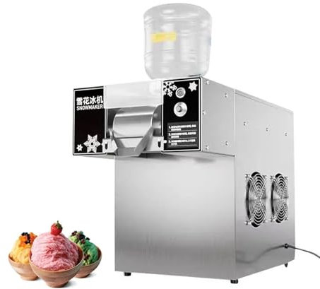 Machine À Glaçons Commerciale 750 W en Forme De Flocon De Neige, Broyeur À Glace Électrique 264 Lb/24 H avec 2 Barils d'alimentation, Machine À Glace Électrique Automatique pour Camion Alimentaire
