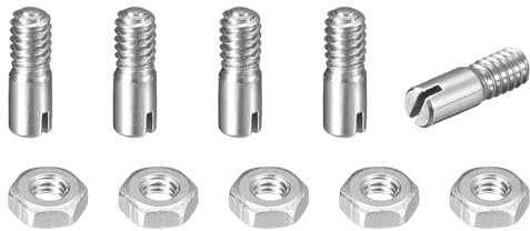 sourcing map 5 perni cilindrici con intaglio, M2 x 5 mm, in acciaio inossidabile 304, con filettatura esterna, perno di posizionamento con dado, per installazione di mobili e armadi (GB878)