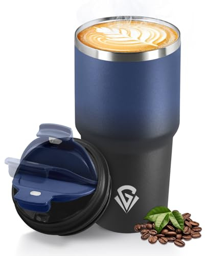 HoneyHolly Termo Cafe 600 ML, Reutilizables, Vaso Termico Cafe Antigoteo para Coche, Acero Inoxidable 304, Taza Termica Para Llevar, Termo Café Hermético para Café Frío y Caliente, Leche y Té