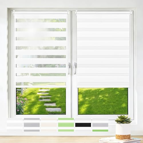 Grandekor Store Jour Nuit sans Perçage Ajustable pour Fenêtre Porte Salon Chambre Bureau Facile à Installer, 60l x 120 cm, Blanc