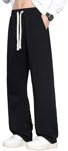SHAGGA Pantalon de jogging pour homme, ourlet droit ouvert, taille élastique avec poches pour la course, la gym, l'entraînement