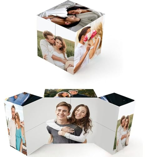 Benutzerdefiniertes Würfelpuzzle mit Foto,Personalisiertes Foto Zauberwürfel 3D Drehbar mit 9 Bildern,für Familie,Freunde,Geburtstag,Weihnachten,Valentinstag,Angepasstes Geschenk