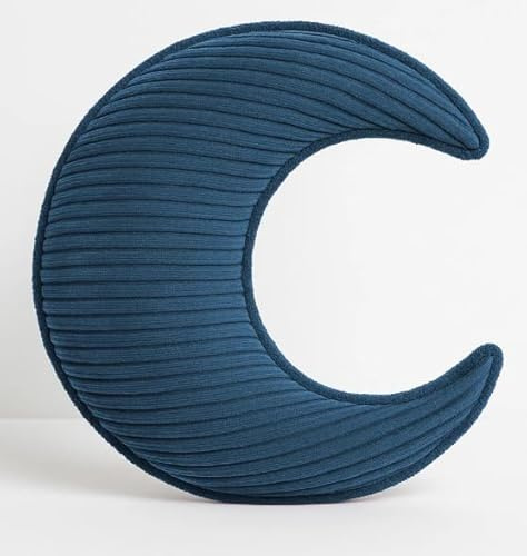 chilly pilley® Dekorative Kissen aus Cord – Mond, Herz & Wolke – Weiche Cordstoff Kuschelkissen für Kinderzimmer, Sofa & Bett – Zierkissen (Marine, Mond)