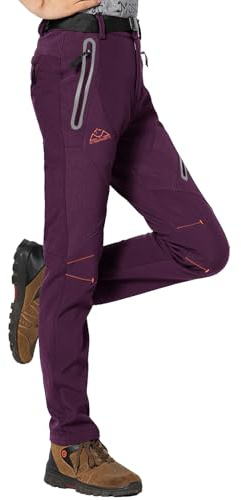 Rdruko Softshellhose Damen Wanderhose Winter Skihose Wasserdicht Schneehose | Winddicht Thermohose Winterhose Warm Gefüttert Outdoorhose Snowboardhose Thermo Trekkinghose mit Taschen