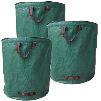 LuminescentDream Garten Sack 3pcs,Laubsack mit Griffen 500L,Grünschnittsäcke Reißfest,Gartenabfallsack,Laubsack mit Deckel,Faltbar,Robust & Wasserdicht,mit Griffe,für Laub,Müll,Grünabfall & Kompost