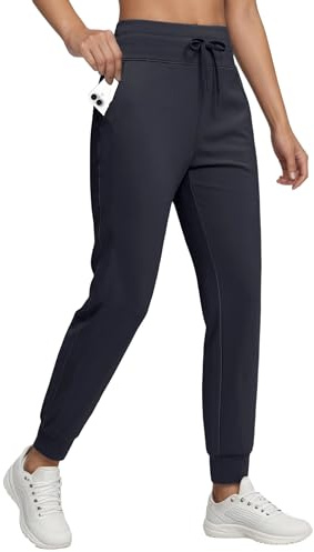 Jhsnjnr Womens Drawstring Petite Joggers Fleece Lined Cuffed Running Sweatpants Ski Cycling Waterproof Tracksuit Bottoms Deep Grey