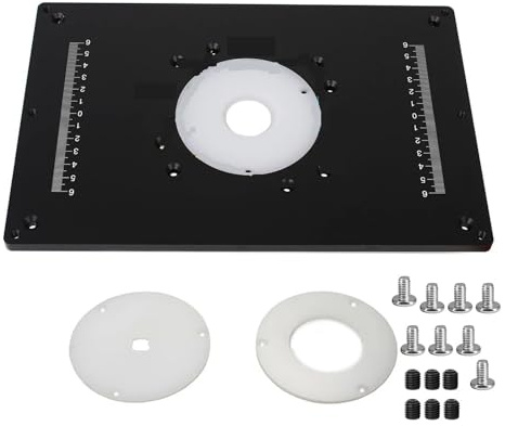 Fresadora Eléctrica De Madera, Mesa Guía Con Placa Abatible, Enrutador De Aluminio, Placa De Inserción De Mesa For Banco De Trabajo De Carpintería Preciso Fácil(Black)