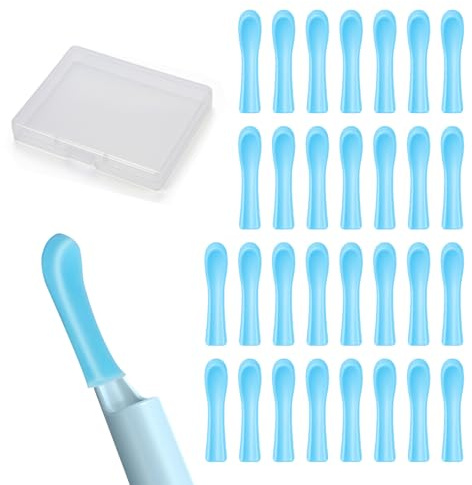 30 Pcs Silicone Ear Spoon Tips Silicone Ear Camera Replacement Replacement Tips Silicone Soft Cleaning Reuse Cap for Accessories Set for Teens Adults Ears Camera (Blue)