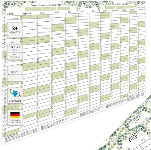 bandeax Väggkalender affisch 2026–2027 eukalypten set