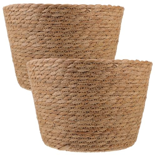 Uonlytech Paniers à Plantes Tressés en Paille Légère Effet Décoratif Design Classique Tissé Lot de 2 pour Chambre ou Hôtel