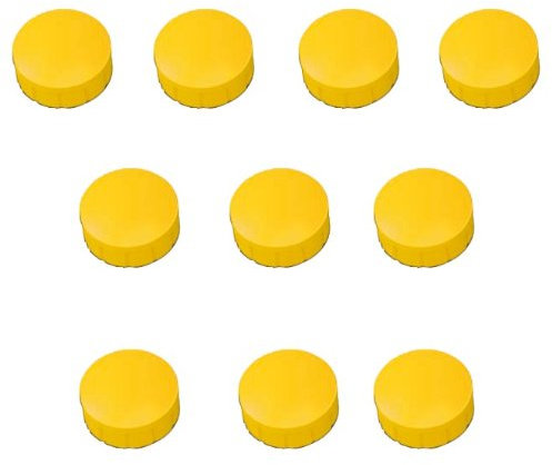 10x Magnete, Gelb Ø 32mm, Haftmagnete für Whiteboard, Kühlschrankmagnet, Magnettafel, Magnetwand, Magnet Rund