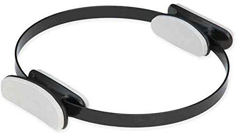 Pilates Ring, ca. Ø 38 cm, schwarz, klassischer Pilatesring aus stabilem Fiberglas mit Softgriffen, Pilates-Trainingsgerät, Pilates Zubehör