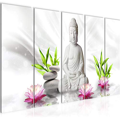 Runa Art Bild Buddha Feng Shui Wandbilder auf Vlies Leinwand 5 Teilig Wanddekoration Wohnzimmer Schlafzimmer 011656c