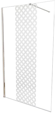 ONDÉE, Paroi TAILA, Sérigraphie carreaux de ciment 100x200cm, Traitement anticalcaire, Profilé ajustable (-2cm), Verre trempé, Barre de fixation murale ou au plafond en option