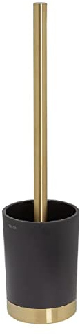 Tiger Tune Toilettenbürste, WC-Bürste mit Halter, Befestigung ohne Bohren Dank integrierter Klebefolie, freistehende WC-Bürstengarnitur, Farbe: Messing gebürstet/Schwarz