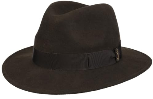 Borsalino Piemonte Traveller Wool Hat Women/Men - Made in Italy Felt with Grosgrain Band, Band Winter Autumn-Winter - 58 cm Brown