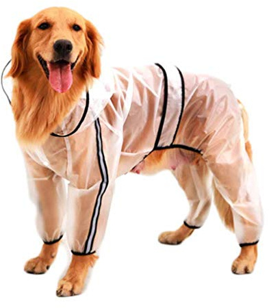 feiling Transparenten Hunderegenmantel für Kleine Mittelgroße und Grosse Hund wasserdichte 4-Beine Regensjacke Haustier Bekleidung Regenmantel (6XL)