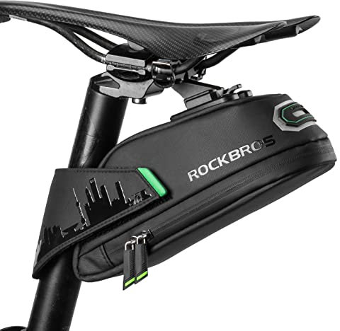 ROCKBROS Fahrrad Satteltasche Fahrradtasche für MTB Rennrad Wasserdicht Stoßfest Sitztasche Schwarz 0,7L/ 0,9L mit Rücklichthalter