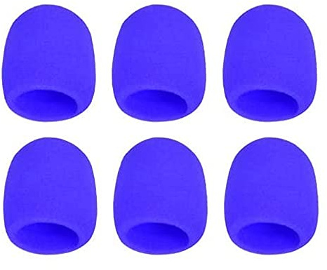 Mikrofon-Abdeckung aus Schaumstoff, für Handmikrofon, Windschutz, Blau, 6 Stück