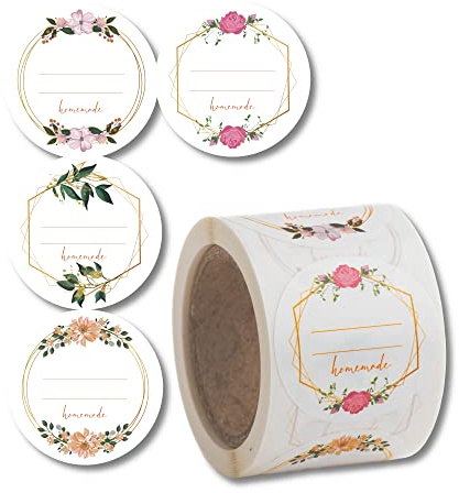 Etiketten selbstklebend 200 Stück 40mm Klebe-Etiketten zum Beschriften von Einmach-Gläsern „Homemade“