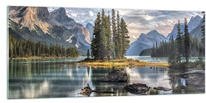 ARTTOR Glasbild 100x40cm Wandbild Glasdruck Landschaften Natur - 4133 | See Landschaft Panorama Groß Modern Dekoration Wohnzimmer Schlafzimmer Küche Wanddeko Kunstdruck Art Wall Decor ARTTOR