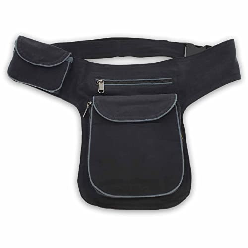 KUNST UND MAGIE Hüfttasche Bauchtasche Gürteltasche Bauchgurt Festivaltasche, Farbe:Schwarz/Grau