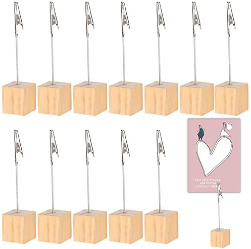 12 Pieces Memo Clip Holder Stand Wooden Card Table Wedding Place
