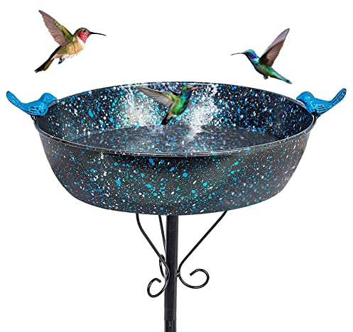 VEWOSTAR Vasca per Uccelli da Giardino all'aperto, Vasca per Uccelli in Metallo con Pali stabili mangiatoie per Uccelli per Cortile Esterno Prato Patio (7,6 cm di profondità x 88,9 cm di Altezza)