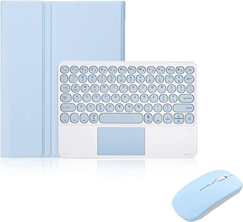 ZKAIAI Teclado Funda para iPad 9.7 (6ª Gen 2018/5ª Gen 2017), iPad Air 2/1, iPad Pro 9.7, Estuche Portátil Delgado con Portalápices, Trackpad Teclado Desmontable Inalámbrico con Ratón, Azul