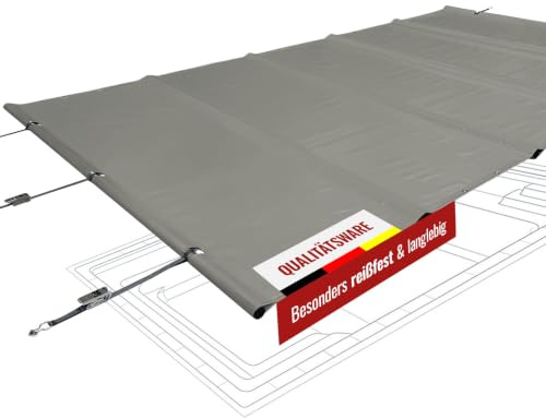ANKO PLANEN Poolöverdrag med rullskydd för maximal säkerhet - 680 g/m² PVC-lastbilsduk - året-runt-överdrag för sommar och vinter - utan stänger (3m x 5m, Grå RAL7037)