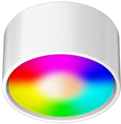 ledscom.de GX53 luminaria de superficie de porcelana KLU redonda blanca 91mm Ø RGB iluminante blanco cálido - blanco frío (2900-6200), Smart Home