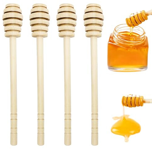 4 Pcs Wooden Honey Sticks,6 Inch Honey Dipper Sticks Long Handle Wood Honey Spoon Stir Bar,Dispense Drizzle Honey,Household Honey Dippers Spoon for Jam Honey Collecting Stirring Honey Jar