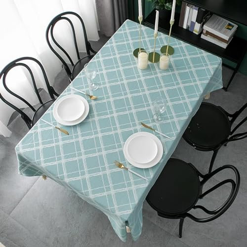 XQSSB Tischdekoration Eckig Wasserdicht Tischtuch Baumwolle Verschleißfest Tischwäsche Pflegeleicht Garten Zimmer Tischdekoration Blau Weiß 110 × 110cm