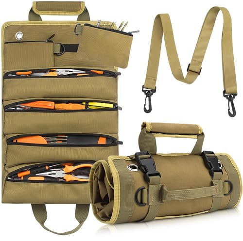 Werkzeug Rolltasche 32 * 15cm Mehrzweck Werkzeugrolle Canvas Schraubenschlüssel Werkzeugtasche Tool Roll für Klempner Handwerker Tischler