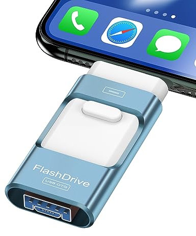 Chiavetta USB da 512 GB per iPhone Photo Stick, chiavetta USB ad alta velocità di trasferimento USB, espansione di memoria esterna per foto, video, per iPhone/iPad/PC (blu)
